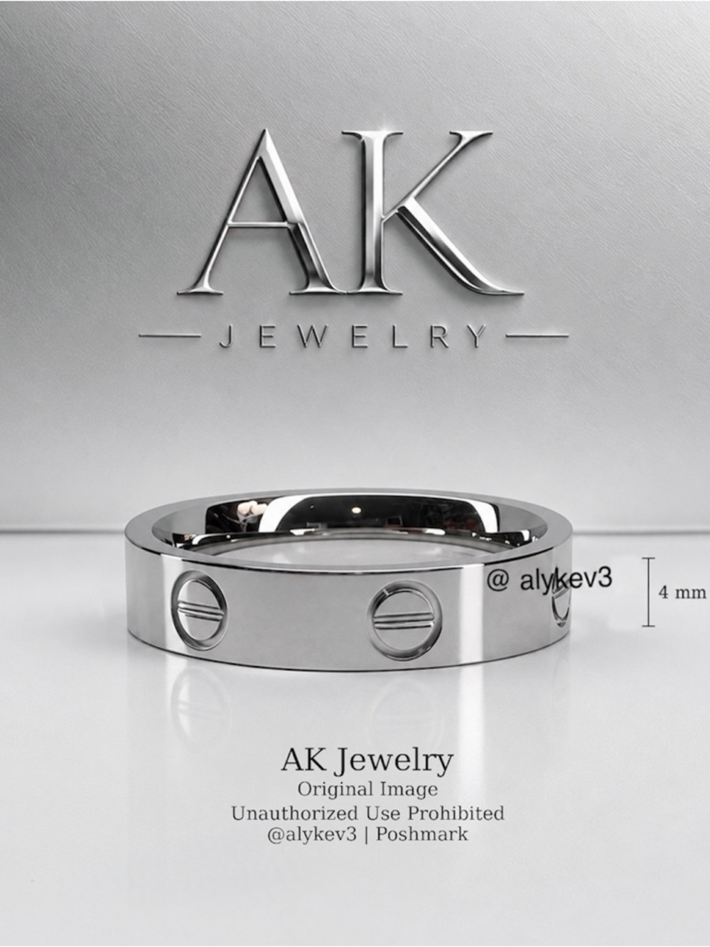 💎LUXURY 4mm Silver Ring, Screw Motif Band With Screw Head Detail